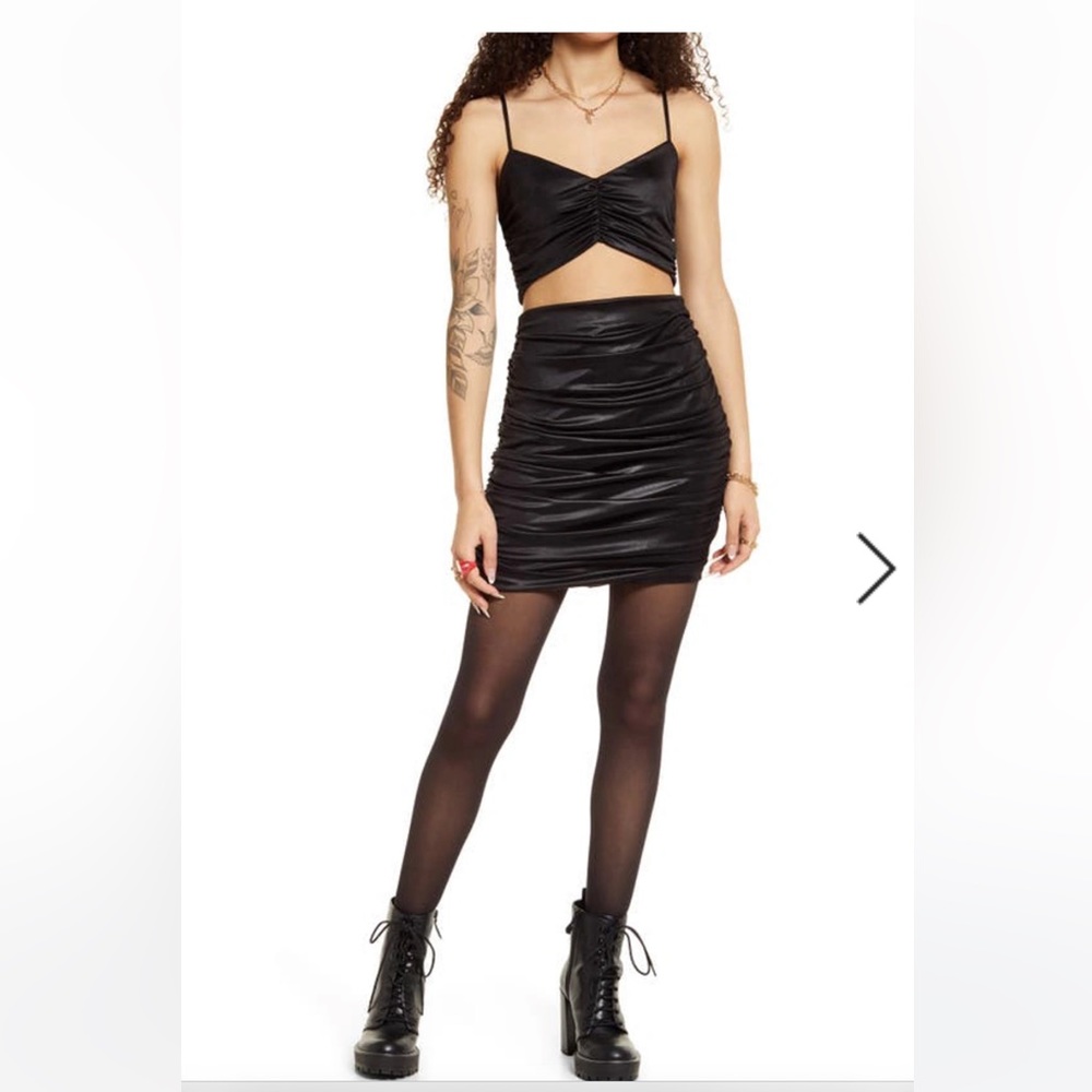 NWT ruched black liquid dress
